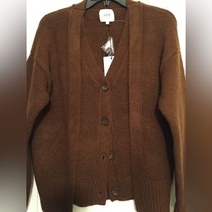 NWT J.O.A. XS Brown Button Cardigan Sweater